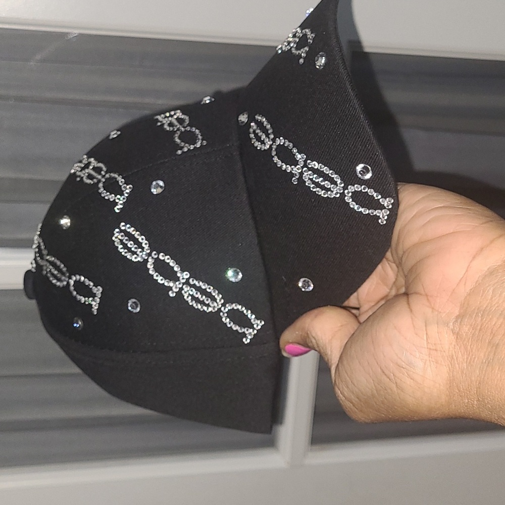 Bebe Black Rhinestone Cap - OSFM - Picture 3 of 11